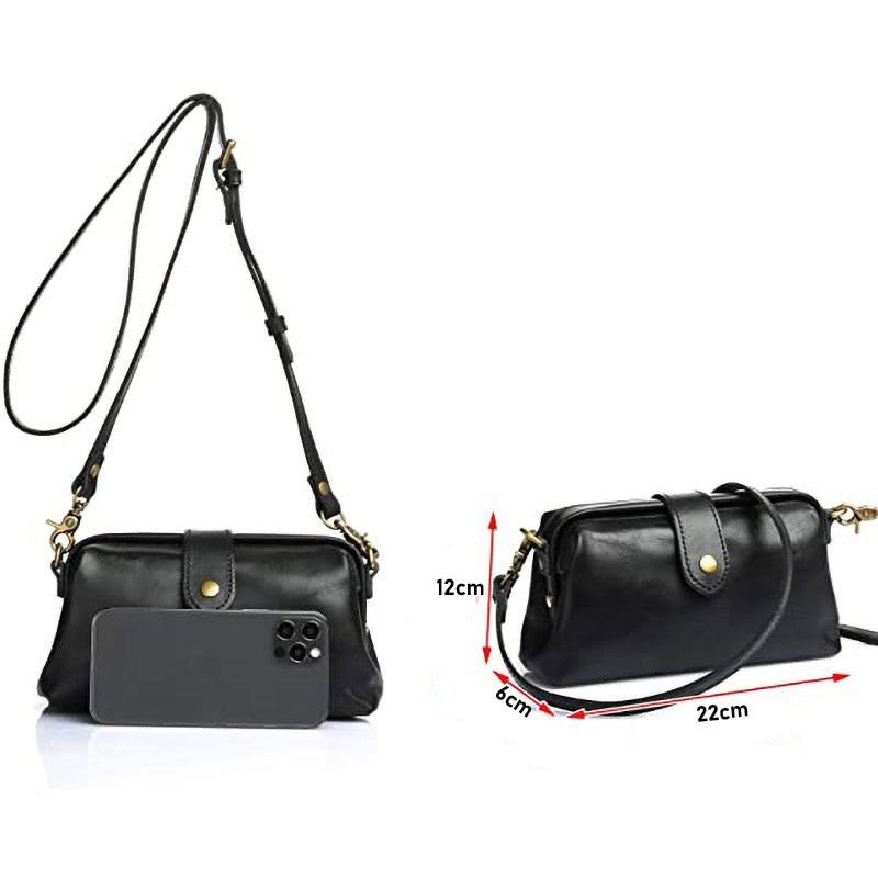 Praktische leren tas voor dames, te dragen als schoudertas, crossbody of clutch.