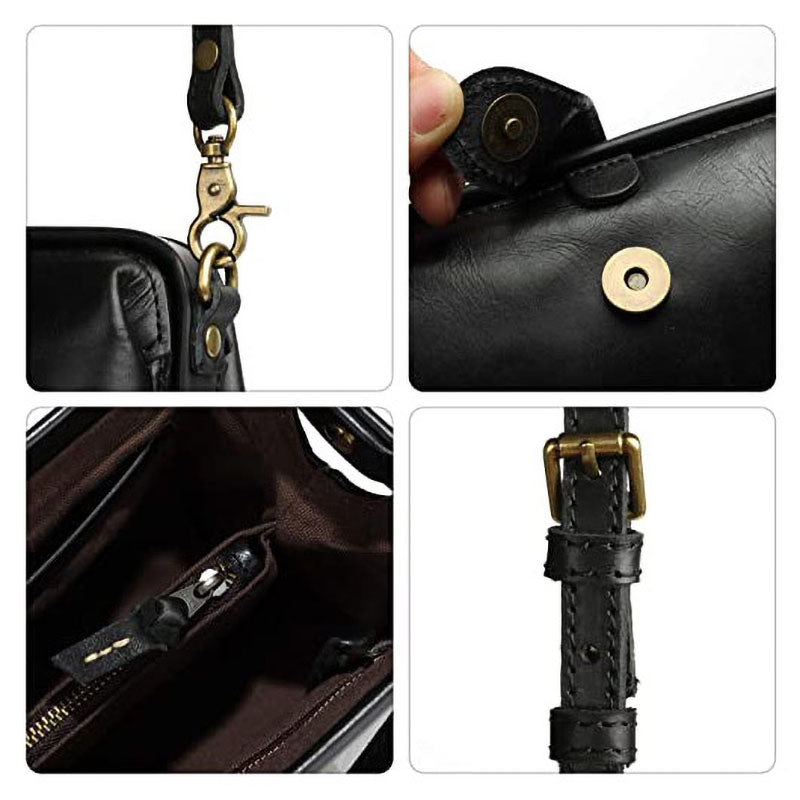 Kleine leren tas voor vrouwen, perfect als telefoontasje met handige vakken.