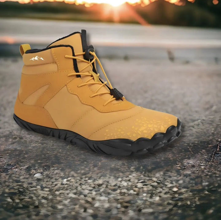 Flexibele unisex barefootschoen met brede teenbox voor natuurlijke voetbeweging. Duurzame antislip zool.