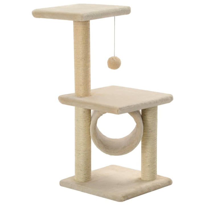 Krabpaal Katten 65cm: stevige sisal speel- & rustpaal met pluche voor urenlang krabplezier.