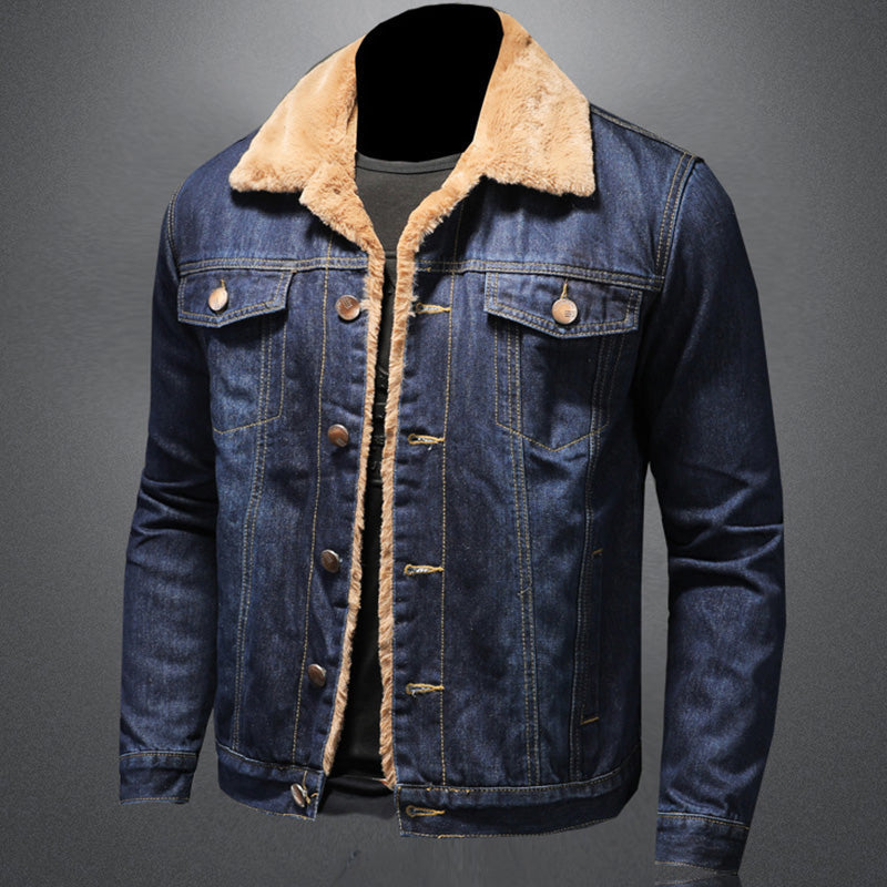 Robuust heren denim windjack met zachte fleece voering. Deze winterjas is zowel stijlvol als praktisch voor outdoor.