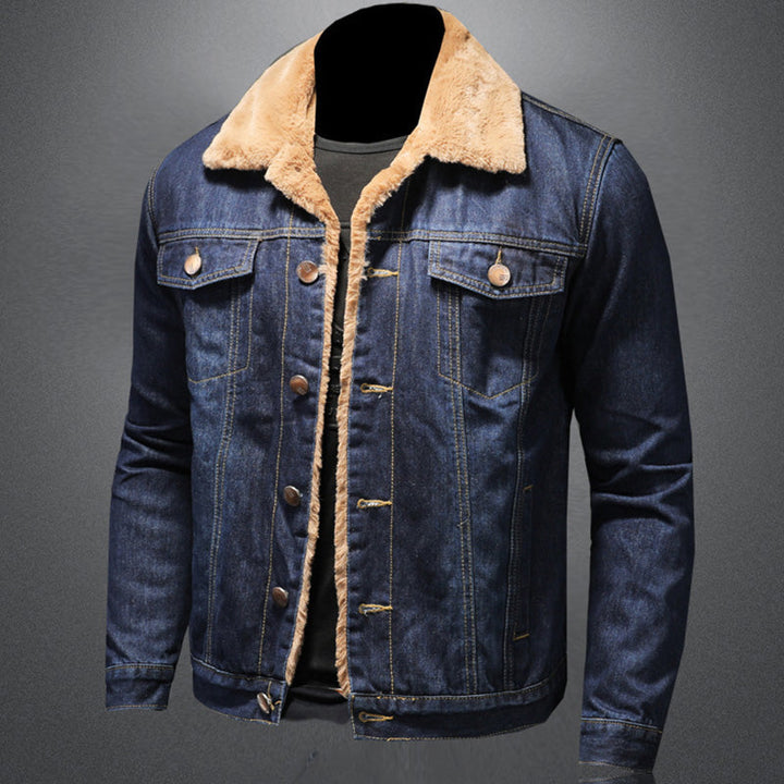 Robuust heren denim windjack met zachte fleece voering. Deze winterjas is zowel stijlvol als praktisch voor outdoor.