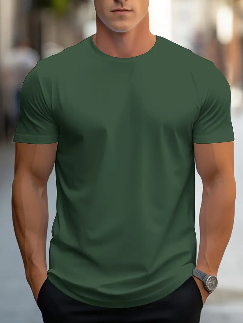 Stijlvol effen T-shirt Nico voor heren, een onmisbaar item voor elke moderne garderobe.