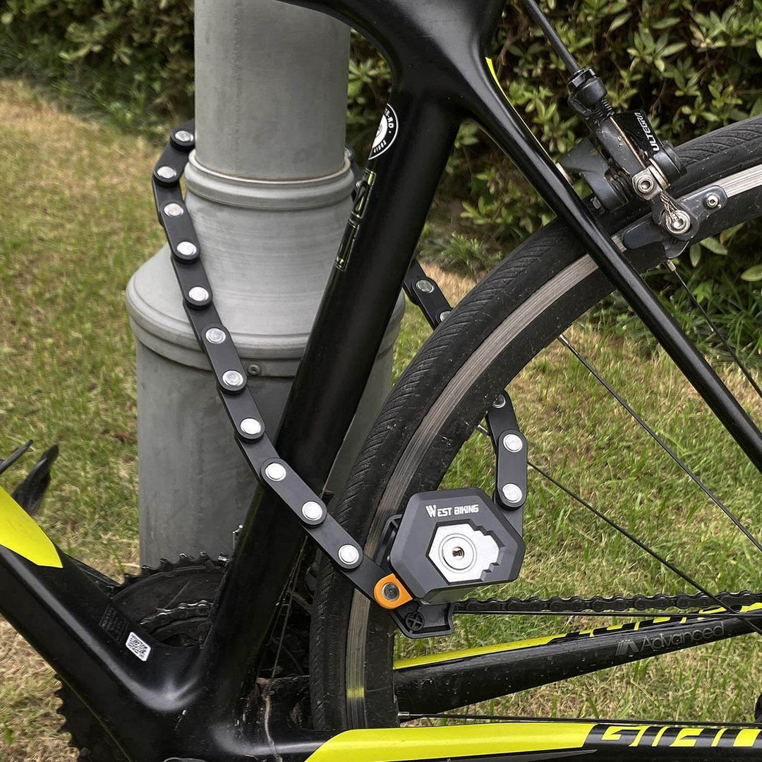 Universeel opvouwbaar fietsslot van gehard staal, essentiële fietsaccessoire en scooterslot tegen diefstal.