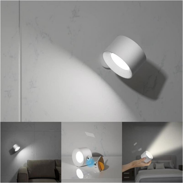 Energiezuinige oplaadbare LED muurlamp met sensor. Creëert sfeerlicht in huis, modern en praktisch design.