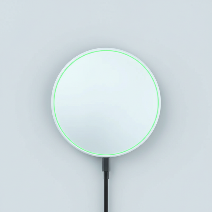 Minimalistische zwarte 30W draadloze telefoonoplader, perfecte accessoire voor de moderne smartphone.