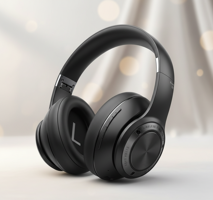 Draadloze koptelefoon SoundFold met ruisonderdrukking voor unisex gebruik.