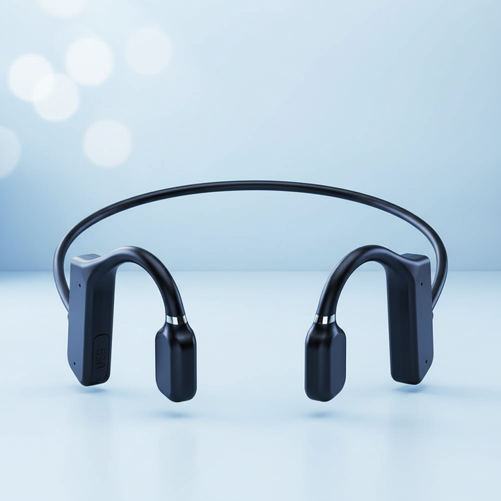 Unisex draadloze botgeleiding koptelefoon, open oor comfort voor dagelijks gebruik en audio.