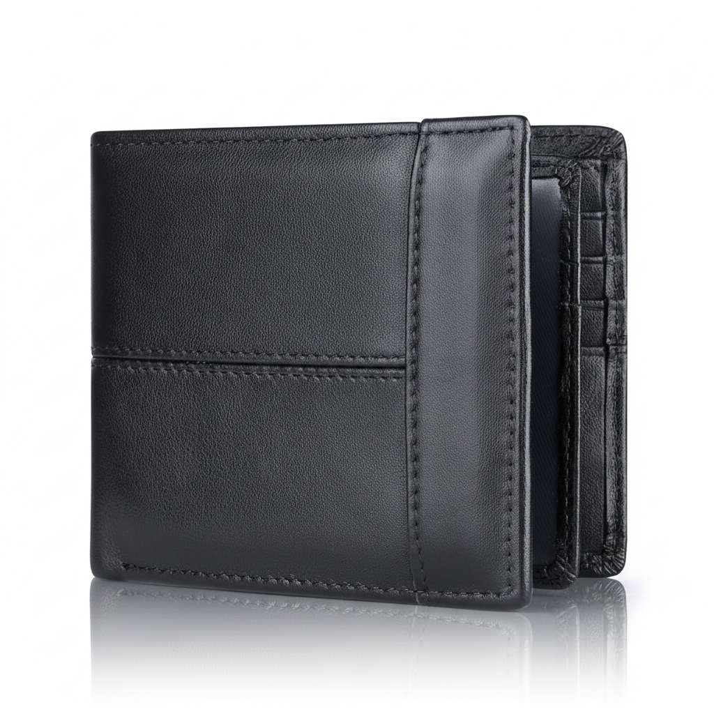 Perfect geschenk: leren bifold herenportemonnee met RFID voor optimale veiligheid van bankpasjes.
