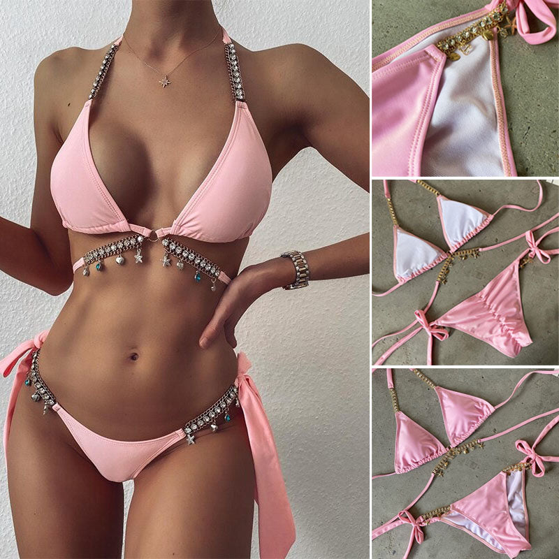 Fonkelende dames crystal diamond bikini, dé strandmode essential voor een luxe look.