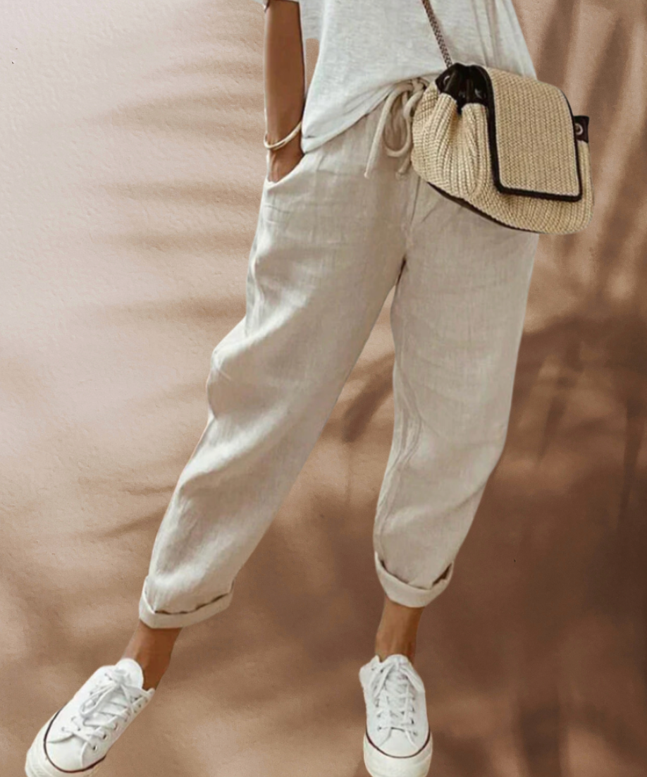 Comfortabele en stijlvolle dames zomerbroek, ideaal voor casual gelegenheden, ademend en trendy.