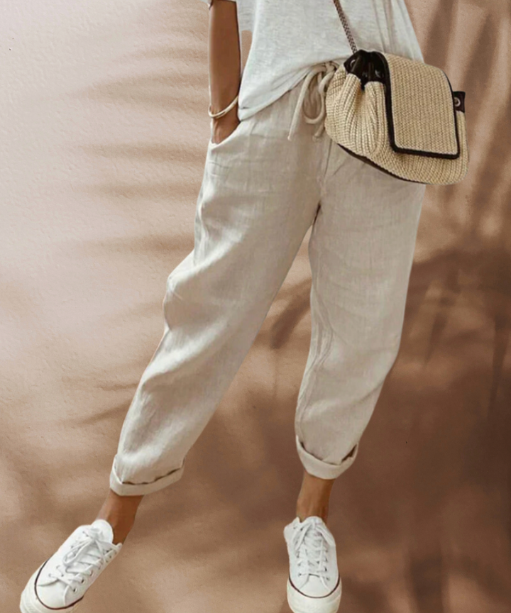Comfortabele en stijlvolle dames zomerbroek, ideaal voor casual gelegenheden, ademend en trendy.