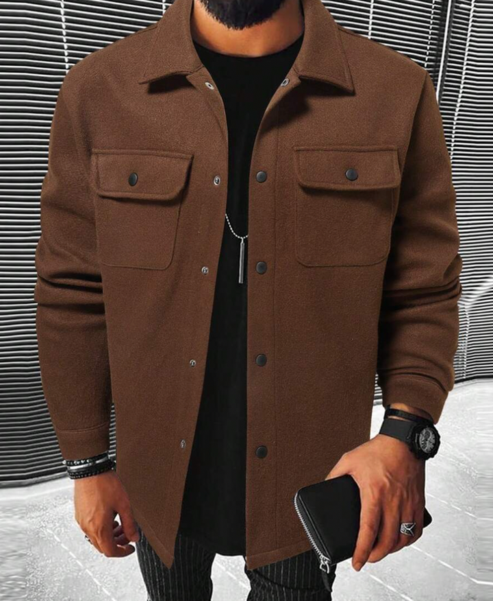 Warm heren overshirt Mateo met borstzakken, geschikt voor herfst & winter casual kleding.