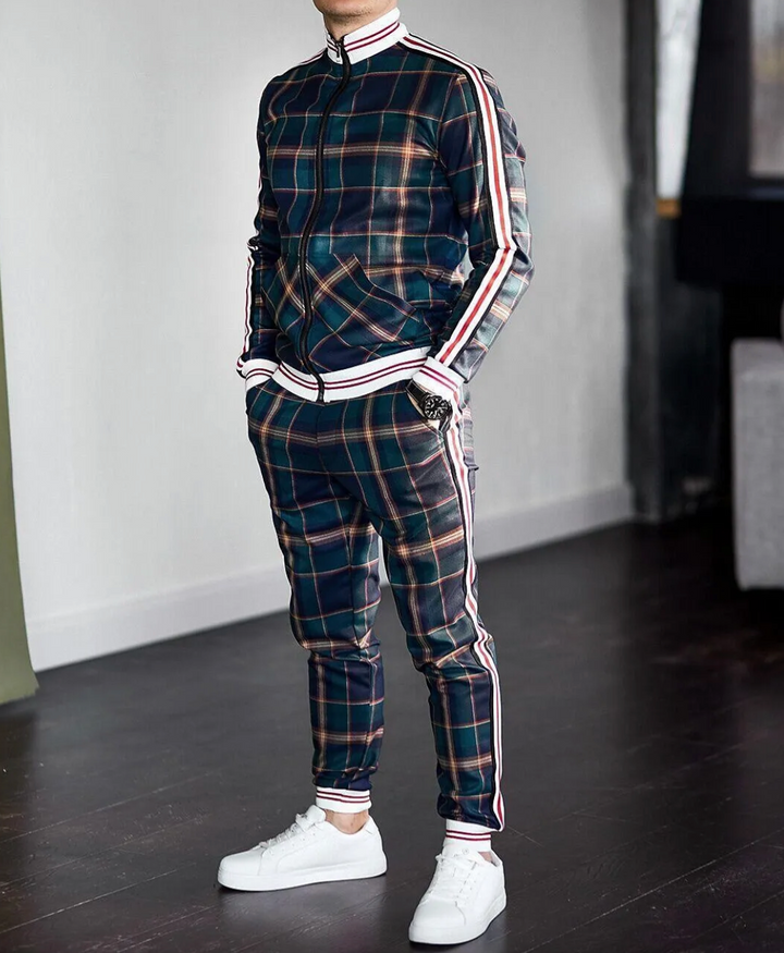 Stijlvolle heren casual set voor de herfst; comfortabele en sportieve outfit, ideaal voor training en vrije tijd.