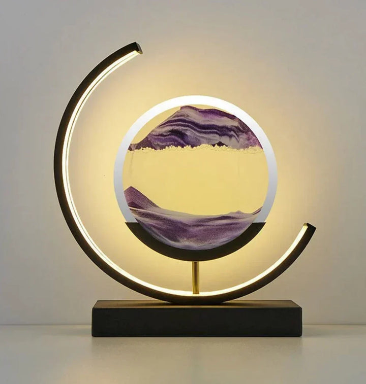 Rustgevende Harmonie Serenova zandlamp met kalmerende bewegende zandkunst, perfect voor een serene sfeer.