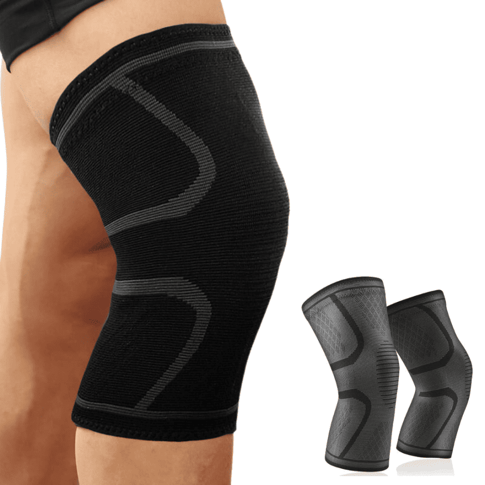 Kniebandage met compressie voor hardlopen, fitness en sportblessurepreventie. Unisex model.
