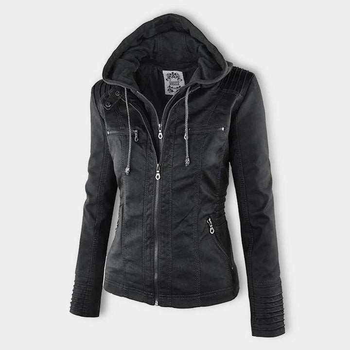 Dames winterjas van premium vegan leer, modern en trendy.