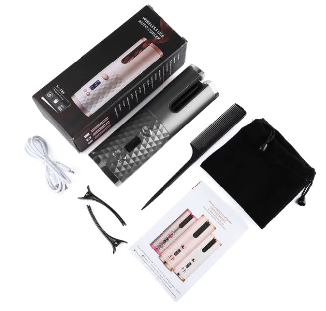 Dames haarstyling tool: automatische draadloze krultang voor snelle, mooie krullen thuis of op reis.