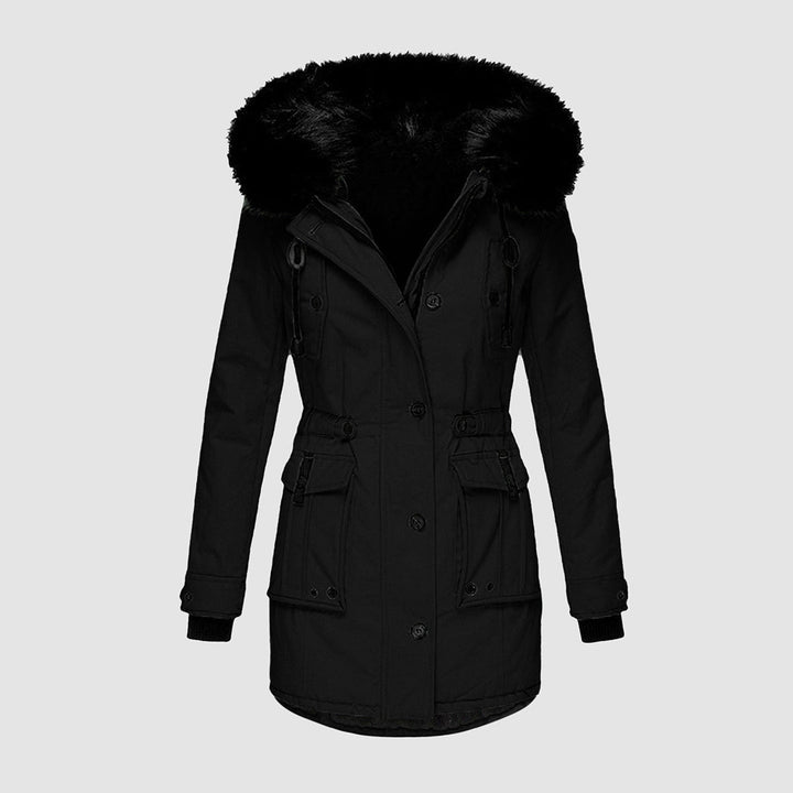 Warme dames winterjas Nova met capuchon, waterdicht en comfortabel voor outdoor en wintermode.