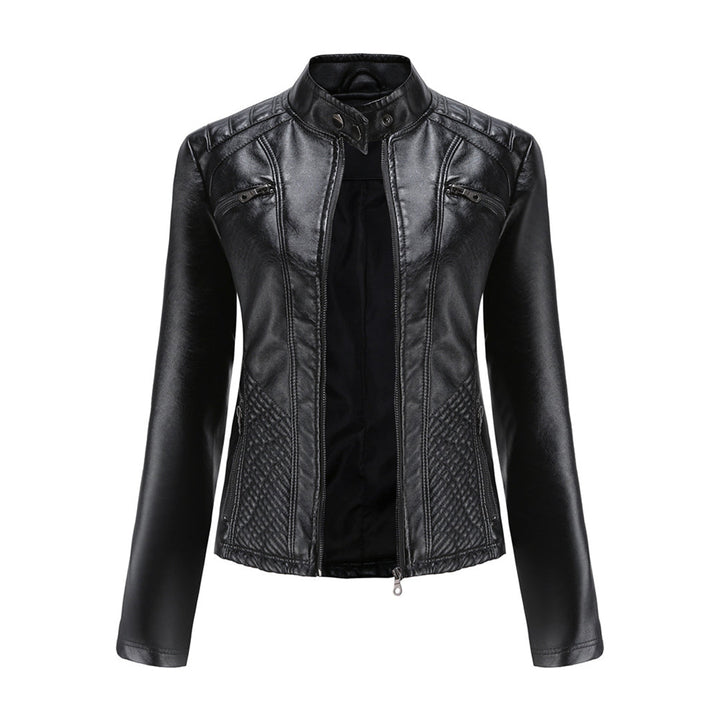 Stoer bruin vegan leren damesjack Nova; tijdloze bovenkleding, trendy en comfortabel voor vrouwen.