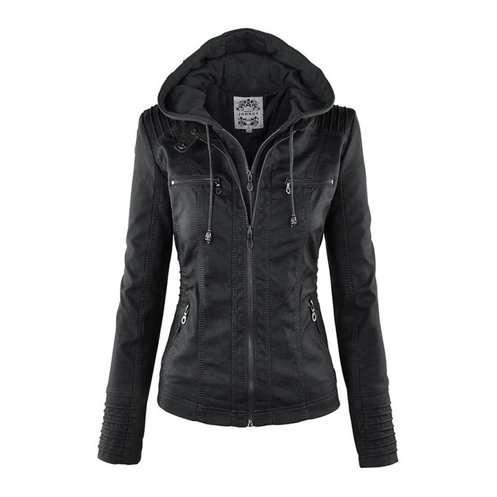 Warme vegan leren winterjas voor dames, casual en comfortabel.