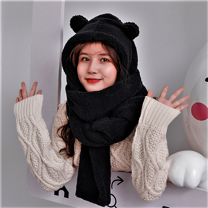 Pluche dames muts sjaal in wit, een zacht en stijlvol accessoire dat optimale winterwarmte biedt.