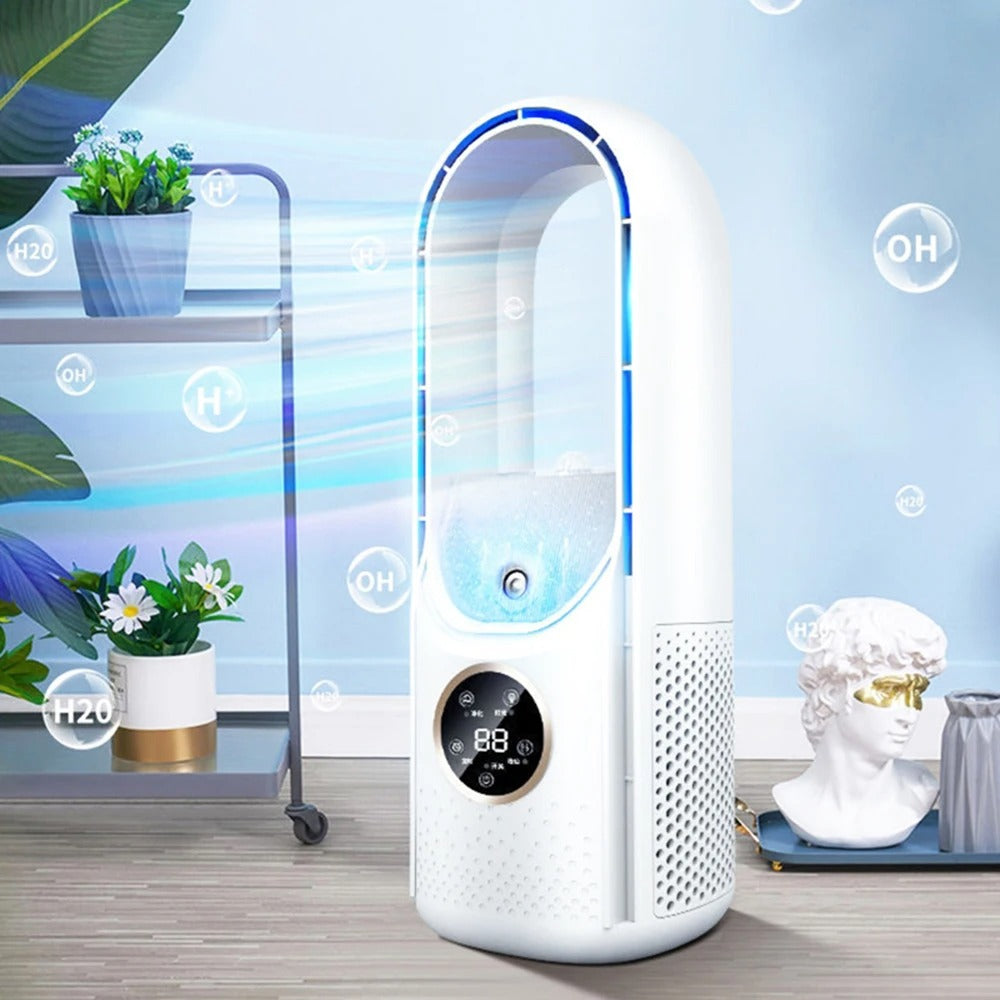 Modern design stille airconditioner met bladeloze ventilator, perfect voor slaapkamer of woonkamer.