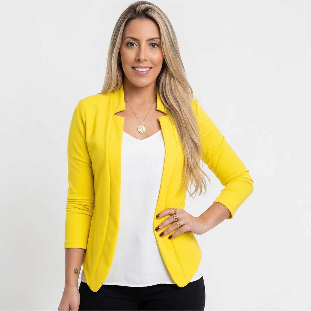 Hoogwaardige open dames blazer, een essentieel item in damesmode.