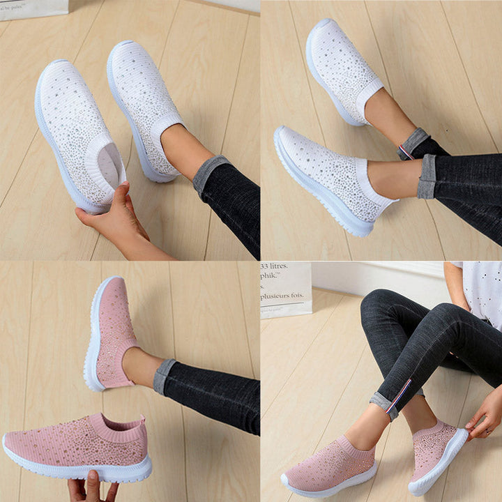 Schitterende dames bling sneakers met strass voor een stijlvolle look; comfortabele damesschoenen.