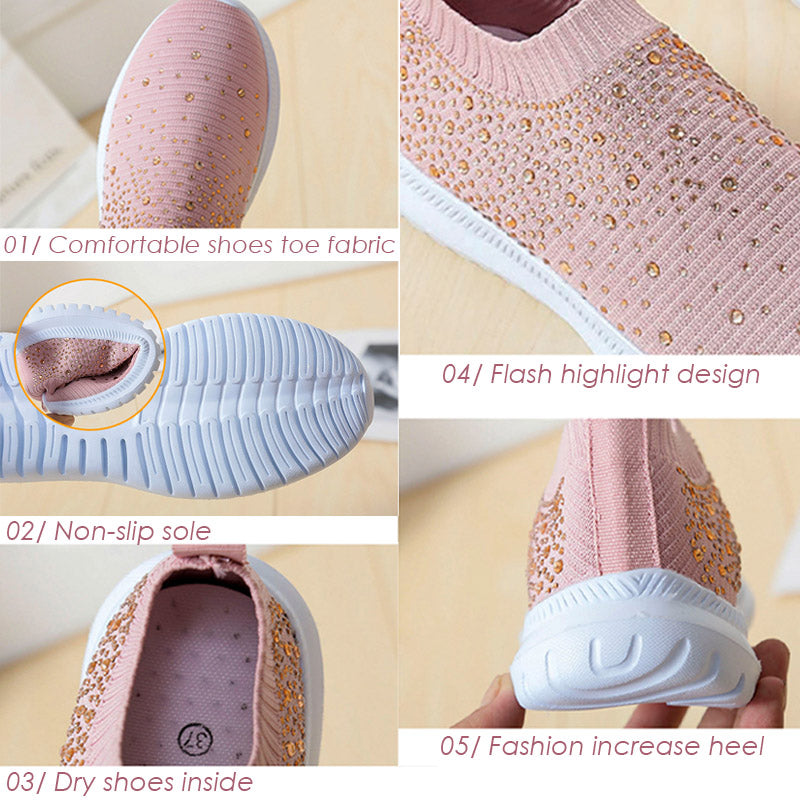 Opvallende dames bling sneakers; glamoureuze instapschoenen die comfort bieden.