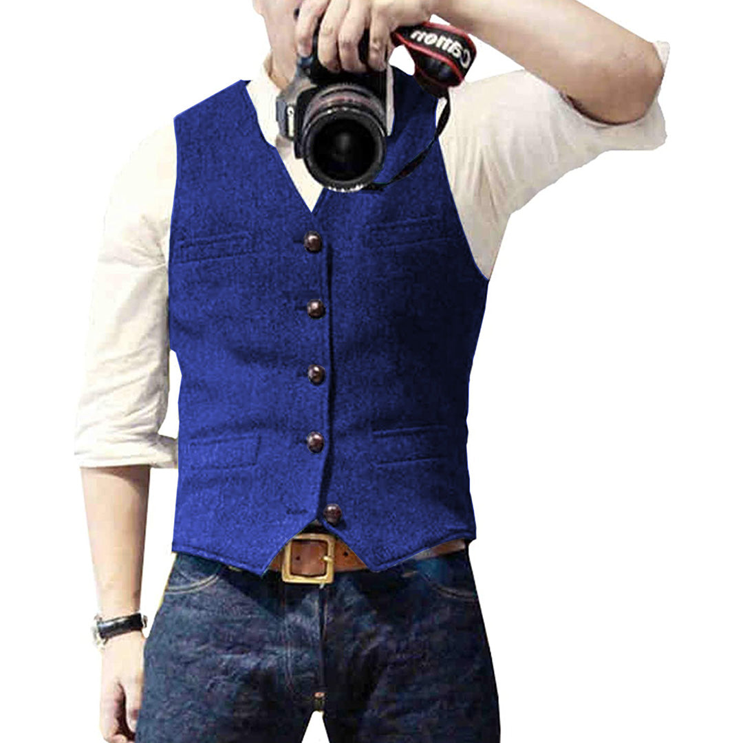 Stijlvol heren denim vest, van duurzame katoen-polyester mix, voor een casual, moderne look.