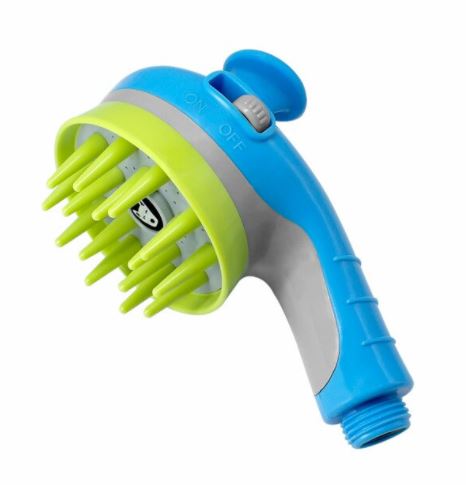 Ergonomische huisdier doucheborstel met waterdoorlaat en zachte massagepuntjes voor optimaal comfort.