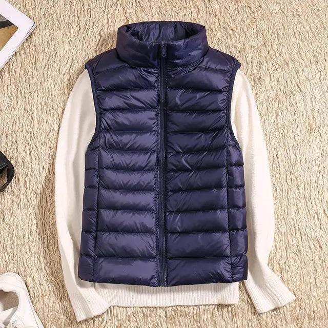 Binnenzak van de dames bodywarmer, praktisch en functioneel voor het veilig opbergen van spullen.