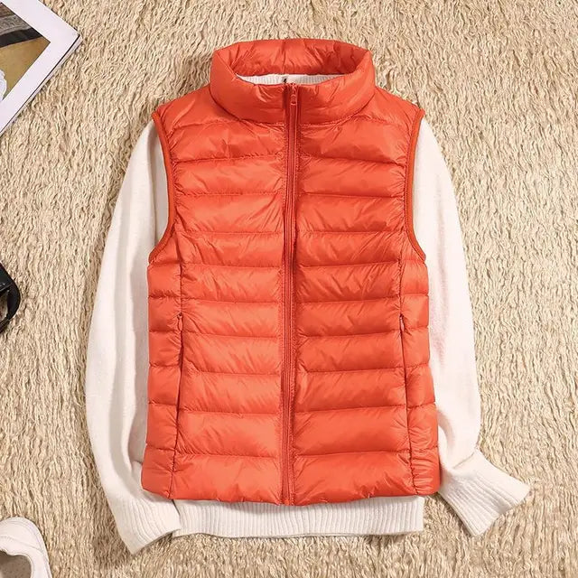Opvouwbare dames bodywarmer, compact en lichtgewicht, perfect om mee te nemen voor extra warmte.