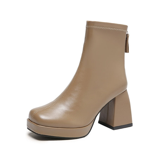 Modieuze dames glamour platform enkellaarsjes, chic en stijlvol voor elke gelegenheid.