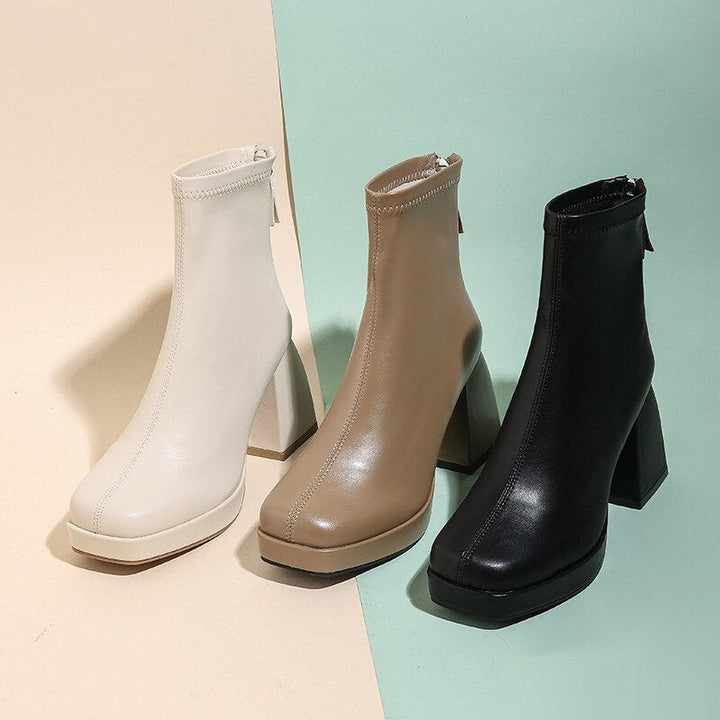 Stijlvolle dames platform enkellaarsjes, creëer een glamour look voor herfst en winter outfits.