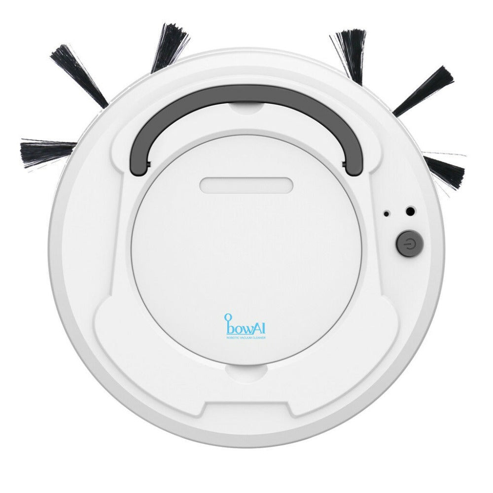 Compacte robotstofzuiger in actie. Deze automatische stofzuiger maakt je woning moeiteloos schoon, ideaal voor elk huishouden.