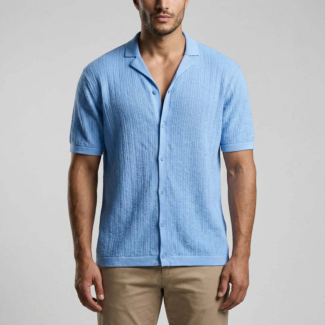 Comfortabel heren zomershirt, gehaakt met korte mouwen, veelzijdig voor casual strand- en vakantie outfits.