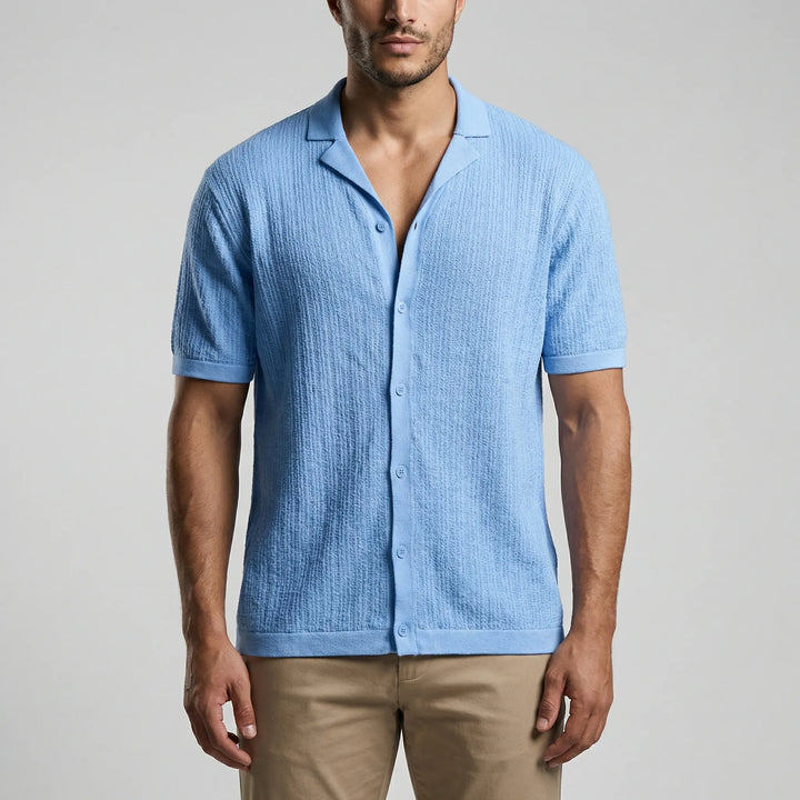 Comfortabel heren zomershirt, gehaakt met korte mouwen, veelzijdig voor casual strand- en vakantie outfits.