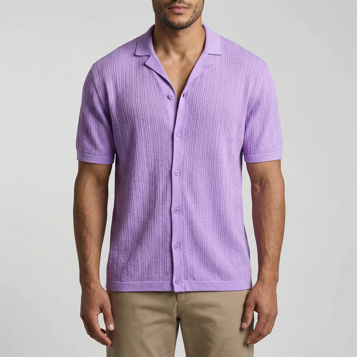 Zomers heren gehaakt shirt, casual model met korte mouwen, ideaal voor vakantie en warme dagen aan zee.