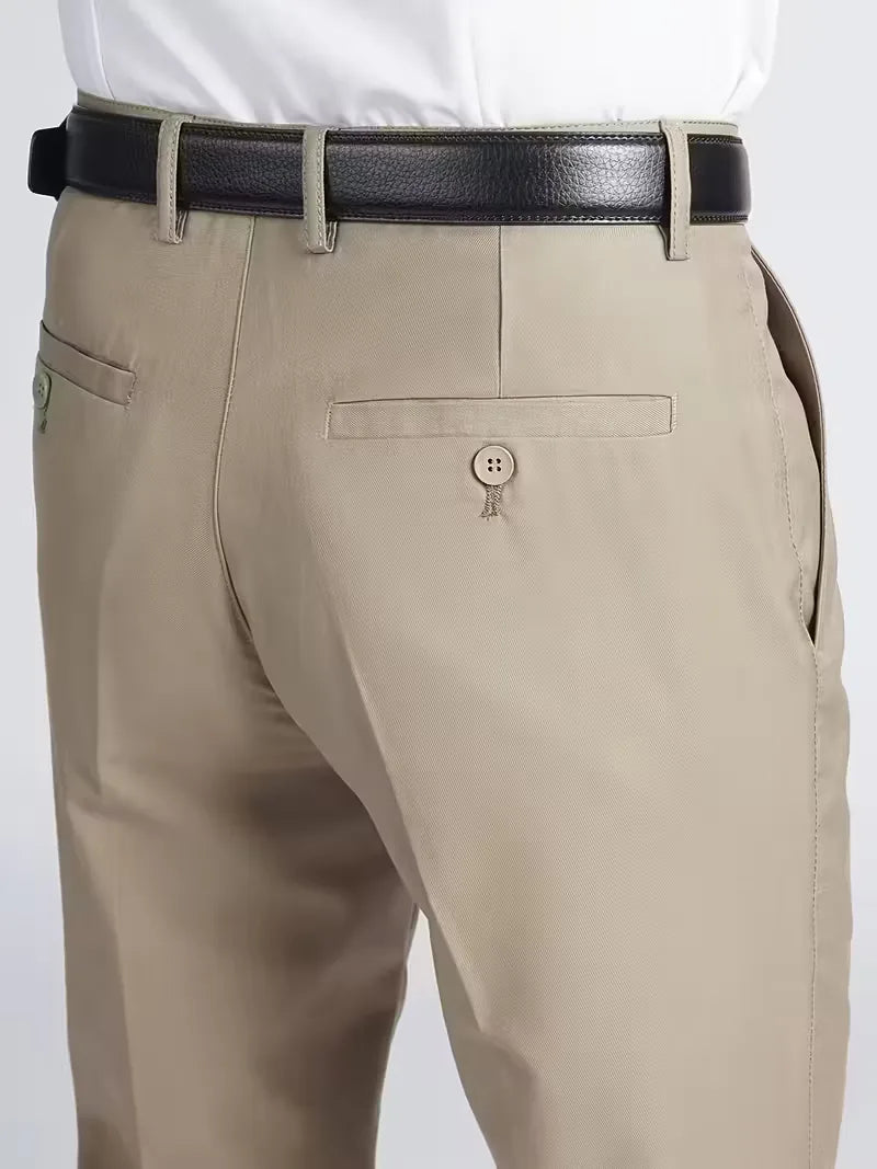 Comfortabele herenbroek met rechte pijp, regular fit, en elastische tailleband in grijs.