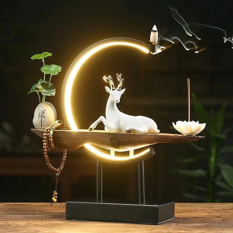 Elegante keramische SereneStag witte hert wierookbrander, perfecte decoratie voor elke ruimte.