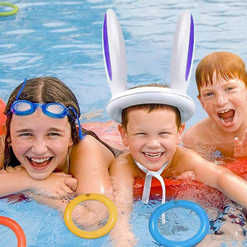 Feestelijk opblaasbaar konijnen hoofdband werpspel; gegarandeerd plezier voor kinderfeestjes en evenementen.