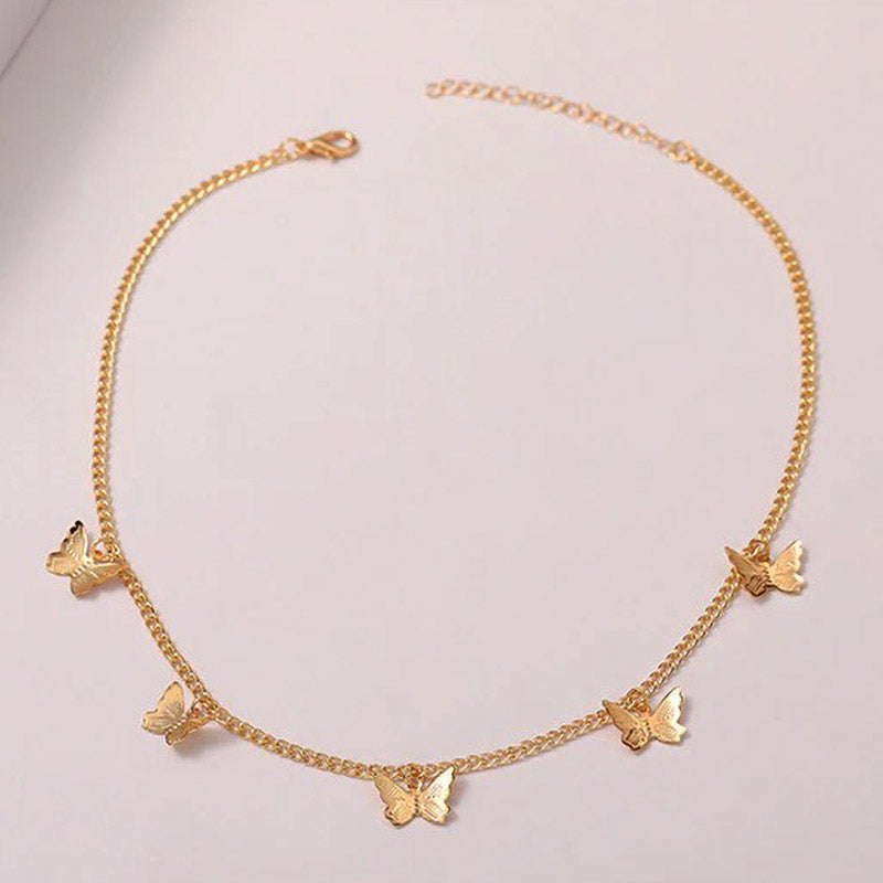 Elegante zilverkleurige vlinder ketting, ideaal dames accessoire.