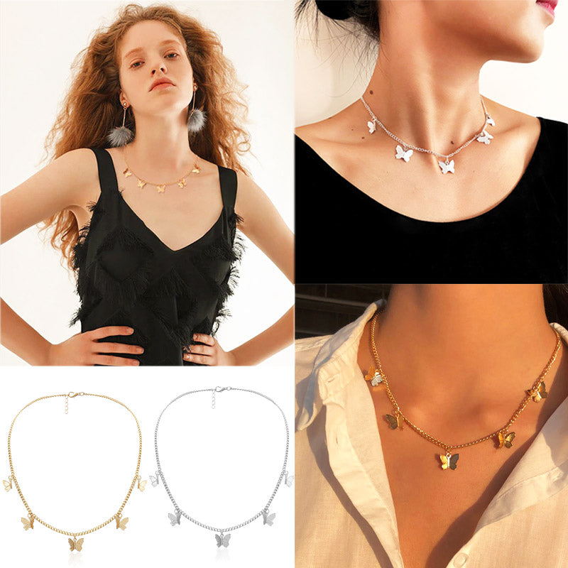 Trendy zilveren vlinder ketting, een must-have dames accessoire.