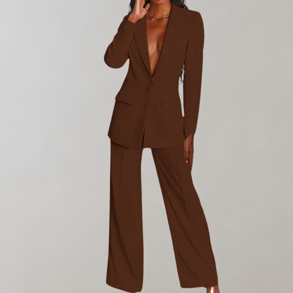 Stijlvolle dames set Elena, tweedelig. Blazer en broek voor een complete, elegante look.