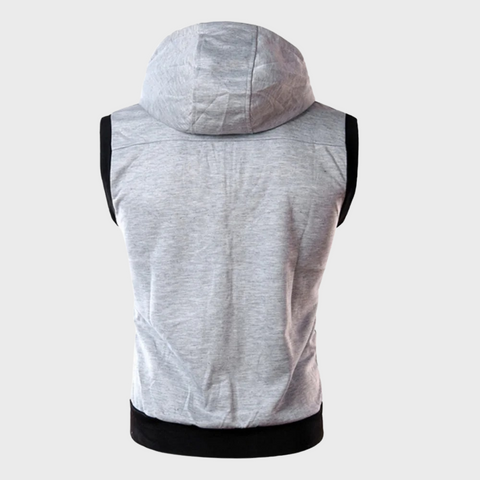 Veelzijdig heren mouwloos vest met capuchon, comfortabel polyester, geschikt voor streetwear en sportieve outfits.