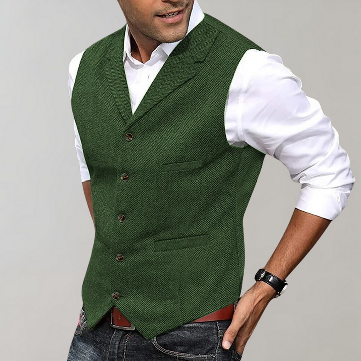 Stijlvol bruin tweed jasje voor mannen, perfect voor smartcasual of businesscasual herenmode. Tijdloze elegantie.