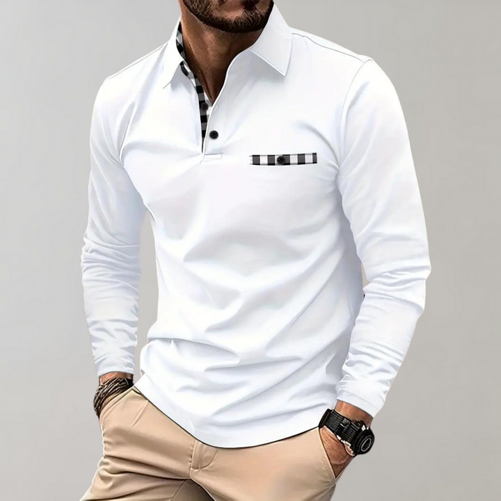 Moderne heren polo met lange mouwen, Oliver, trendy en functioneel herenshirt.