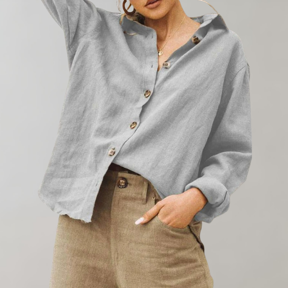 Hoymans damesblouse, vintagestijl met comfortabele pasvorm, oversized en elegant voor diverse gelegenheden.